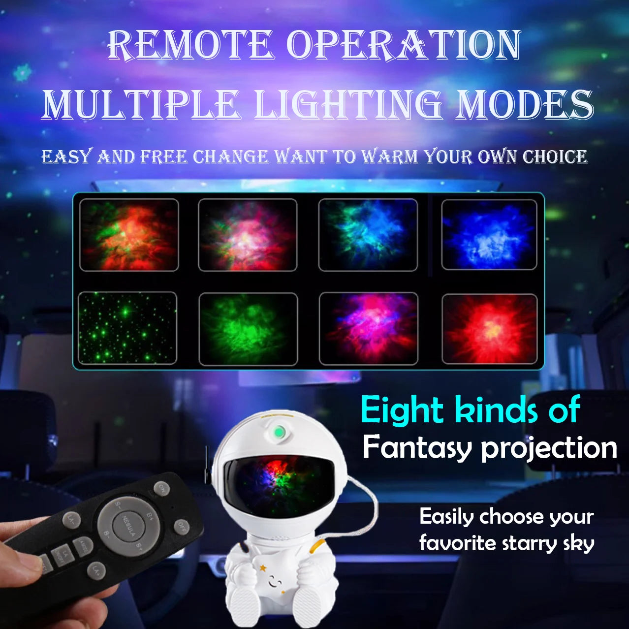 Astronaut Galaxy Starry Sky Projector - LED Night Light for Bedrooms